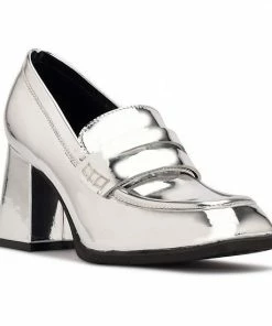 Nine West Zest Women's Heeled Loafers Silver Mirror Metallic -Nine West Shop unnamed file 5960