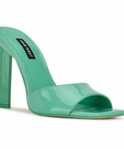 Nine West Haveit 03 Women's Heeled Slide Sandals Mint Green Patent