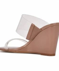 Nine West Nats Women's Wedge Sandals Clear Medium Natural -Nine West Shop unnamed file 5995