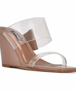 Nine West Nats Women's Wedge Sandals Clear Medium Natural -Nine West Shop unnamed file 5996