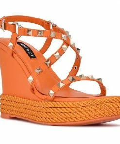 Nine West Harte Women's Wedge Sandals Orange