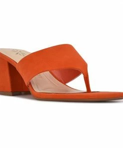 Nine West Gelina 9x9 Women's Suede Dress Sandals Tangerine Suede -Nine West Shop unnamed file 6052