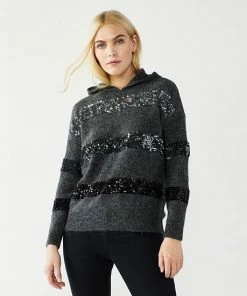 Women's Nine West Shine Hooded Sweater Cognac Sequin Stripe 14 Women's Nine West Shine Hooded Sweater Cognac Sequin Stripe -Nine West Shop unnamed file 6062