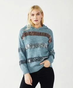 Women's Nine West Shine Hooded Sweater Cognac Sequin Stripe 15 Women's Nine West Shine Hooded Sweater Cognac Sequin Stripe -Nine West Shop unnamed file 6063