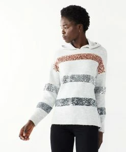 Women's Nine West Shine Hooded Sweater Cognac Sequin Stripe 16 Women's Nine West Shine Hooded Sweater Cognac Sequin Stripe -Nine West Shop unnamed file 6064