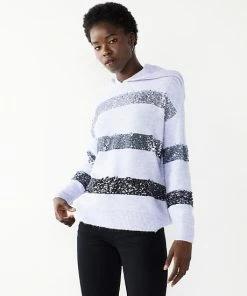 Women's Nine West Shine Hooded Sweater Cognac Sequin Stripe 17 Women's Nine West Shine Hooded Sweater Cognac Sequin Stripe -Nine West Shop unnamed file 6065