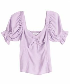 Women's Nine West Twist Front Puff Sleeve Top White Palm Leaves -Nine West Shop unnamed file 6094