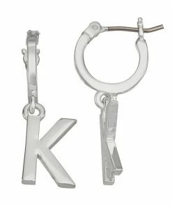 Nine West Silver Tone Letter Hoop Earrings -Nine West Shop unnamed file 6157