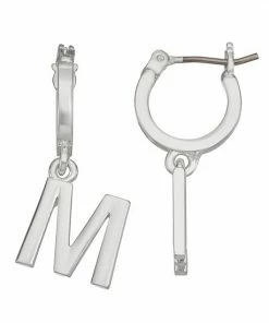 Nine West Silver Tone Letter Hoop Earrings -Nine West Shop unnamed file 6158
