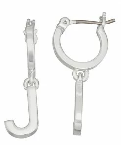 Nine West Silver Tone Letter Hoop Earrings -Nine West Shop unnamed file 6159
