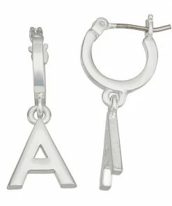 Nine West Silver Tone Letter Hoop Earrings -Nine West Shop unnamed file 6161