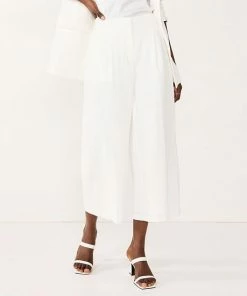 Women's Nine West Pleated High-Waist Wide Leg Crop Pants White Knight