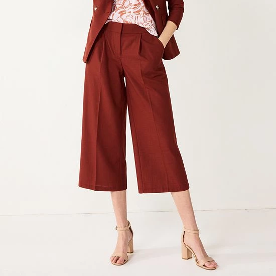 Women's Nine West Pleated High-Waist Wide Leg Crop Pants White Knight 5 Women's Nine West Pleated High-Waist Wide Leg Crop Pants White Knight - Image 5