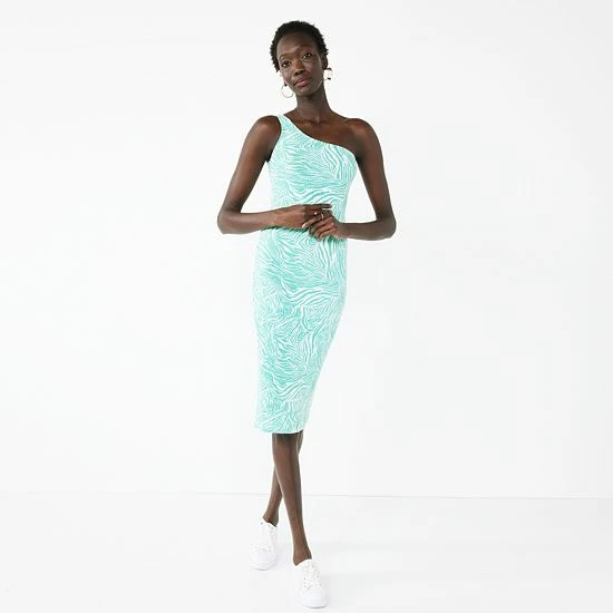 Women's Nine West One-Shoulder Bodycon Dress Small Zebra 5 Women's Nine West One-Shoulder Bodycon Dress Small Zebra - Image 5