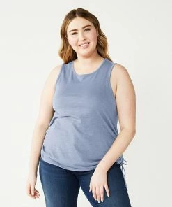 Plus Size Nine West Ruched Side Tank Pink Hoodie -Nine West Shop unnamed file 6222