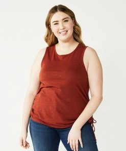 Plus Size Nine West Ruched Side Tank Pink Hoodie -Nine West Shop unnamed file 6226