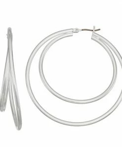 Nine West Slim Layered C Hoop Earrings