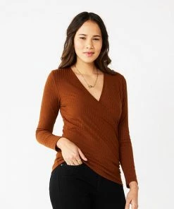 Women's Nine West Long Sleeve Surplice Top Washed Grape -Nine West Shop unnamed file 6252