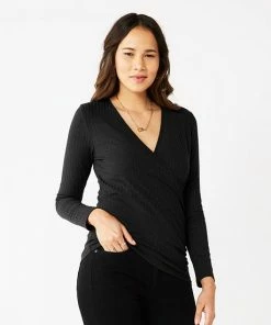 Women's Nine West Long Sleeve Surplice Top Washed Grape -Nine West Shop unnamed file 6254