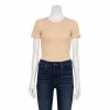 Women's Nine West Rib Short Sleeve Crewneck Bodysuit Mauve Jewel