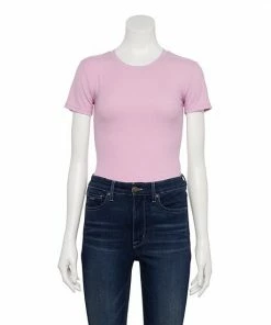 Women's Nine West Rib Short Sleeve Crewneck Bodysuit Mauve Jewel -Nine West Shop unnamed file 6260