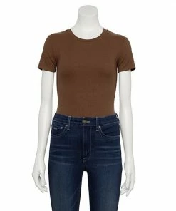 Women's Nine West Rib Short Sleeve Crewneck Bodysuit Mauve Jewel -Nine West Shop unnamed file 6262