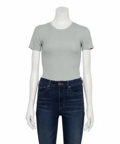 Women's Nine West Rib Short Sleeve Crewneck Bodysuit Mauve Jewel -Nine West Shop unnamed file 6263