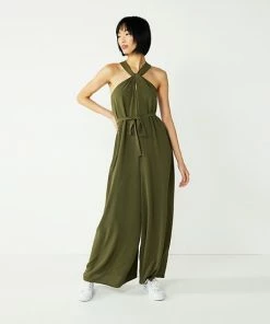 Women's Nine West Crisscross Neck Wide Leg Jumpsuit Mineral Black -Nine West Shop unnamed file 6275