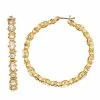 Nine West Gold Tone Stone Hoop Earrings