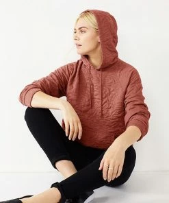 Women's Nine West Long Sleeve Quilted Hoodie Landon Peri -Nine West Shop unnamed file 6284