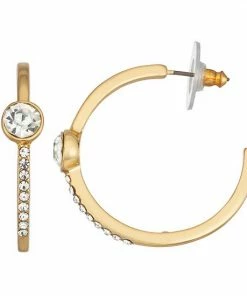 Nine West Pave Post Hoop Earrings