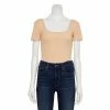 Women's Nine West Rib Short Sleeve Squareneck Bodysuit Fainst Whisper