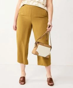 Plus Size Nine West High Rise Wide Leg Crop Pants Australian Wood