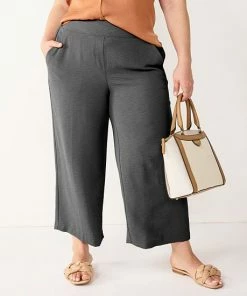 Plus Size Nine West High Rise Wide Leg Crop Pants Australian Wood -Nine West Shop unnamed file 6357