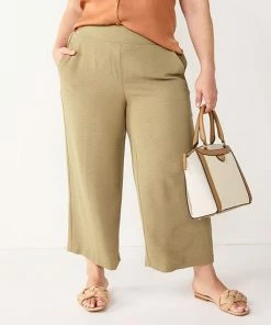Plus Size Nine West High Rise Wide Leg Crop Pants Australian Wood -Nine West Shop unnamed file 6358