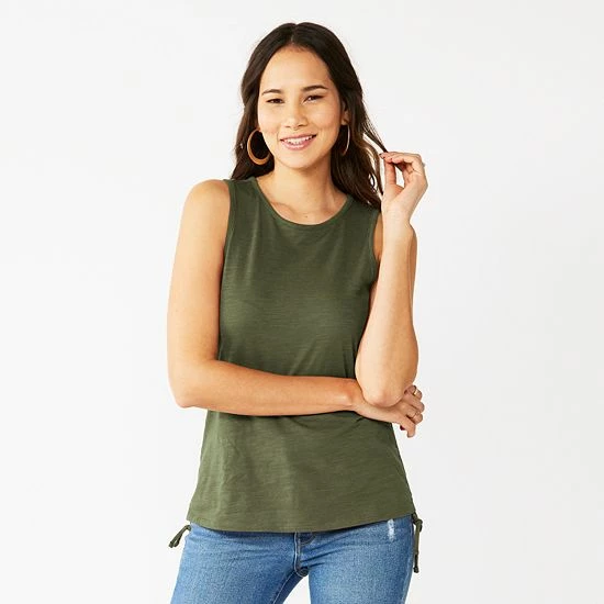 Petite Nine West Ruched Side Crewneck Tank Black 6 Petite Nine West Ruched Side Crewneck Tank Black - Image 6