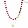 Nine West Gold Tone Simulated Crystal Heart Pendant Necklace