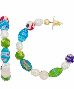 Nine West Stone Click It Hoop Earrings