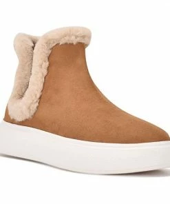 Nine West Komfy Women's Faux-Shearling Chelsea Boots Chestnut -Nine West Shop unnamed file 6412