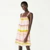 Petite Nine West Square Neck Trapeze Mini Dress Sunset Stripe