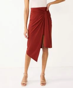 Women's Nine West Faux-Wrap Midi Skirt Bronze -Nine West Shop unnamed file 6420