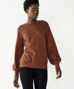 Women's Nine West Crewneck Long Sleeve Top Blue Scribble Floral -Nine West Shop unnamed file 6470