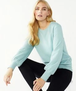 Women's Nine West Crewneck Long Sleeve Top Blue Scribble Floral -Nine West Shop unnamed file 6471