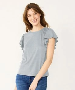 Women's Nine West Flutter Sleeve Top Kelly Lavender -Nine West Shop unnamed file 6499