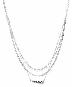 Nine West Silver Tone 3 Row Necklace