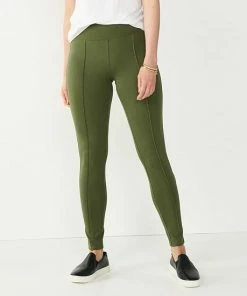 Women's Nine West Seamed Tummy-Control Ponte Leggings Infantry Olive -Nine West Shop unnamed file 6517