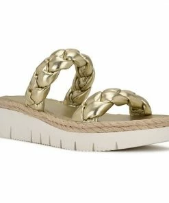 Nine West Saven 03 Women's Slide Sandals Gold