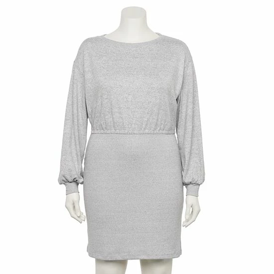 Plus Size Nine West Poet Sleeve Blousant Dress Grey Fox Heather 1 Plus Size Nine West Poet Sleeve Blousant Dress Grey Fox Heather