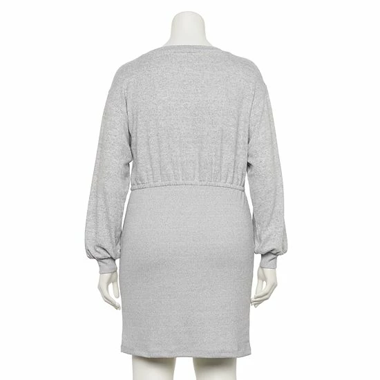 Plus Size Nine West Poet Sleeve Blousant Dress Grey Fox Heather 2 Plus Size Nine West Poet Sleeve Blousant Dress Grey Fox Heather - Image 2