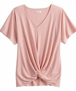 Women's Nine West Short Sleeve V-Neck Twist Front Top Lavender Mauve -Nine West Shop unnamed file 6562